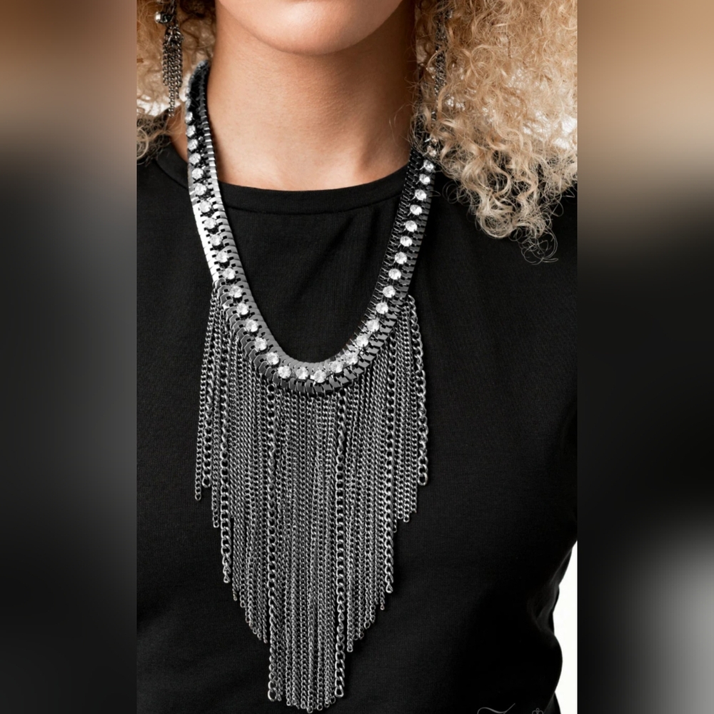 Fringe Statement Necklace And Earring Set - image 2